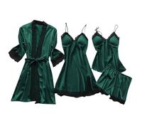 Pyjama Femme Ete Soie Short Sexy Satin Vêtements De Nuit Noel Caraco Chemise Longue Ensemble Pyjashort Nuisette Coeur Haut Pijama Tenue Chic Et Elegant Tenues Élégante Hiver Hauts
