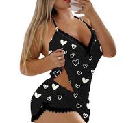 Pyjama Femme Grande Taille, Ensemble De Pyjama 2 PièCes en Soie De Lait ImpriméE à Col en V pour La Saint-Valentin