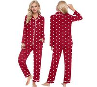 Pyjama Femme Hiver Coeur,MatéRiaux Ensemble De Dressing pour Couple avec Imprimé CœUr en Tissu Doux pour Un Confort Et Une DéTente Toute La JournéE