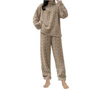 Pyjama Femme Hiver Ensembles de Pyjama Polaire à Manches Longues Vêtements de Nuit Deux Pièces Hiver Flanelle Vêtements de Nuit Chaud