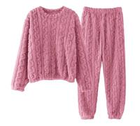 Pyjama Femme Hiver Pilou Polaire Ensembles de Pyjamas Chaud Flanelle Vêtements de Nuit Manche Longue Haut et Pantalon Doux Chic Coupe Ample Sleepwear Loungewear Noel