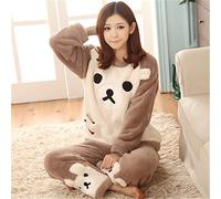 Pyjama Femme Hiver Polaire, Ensemble Chaud Filles Dames Chemise De Nuit en Flanelle, Pijamas Bel Ours Vêtements De Maison, Grand