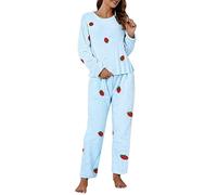 Pyjama Femme Hiver Polaire Ensembles de Pyjama Femme Longues Tenue d'intérieur Vêtements de Nuit à Manches Longues Loungewear Femmes Casual Pyjamas Ensembles Coral Fleece Hauts À Manches et Pantalons