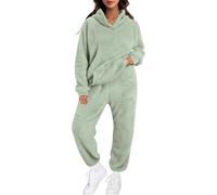 Pyjama Femme Hiver Polaire Pilou Ensembles de Pyjamas Chaud Flanelle Vêtements de Nuit Manche Longue Haut et Pantalon avec Poches Doux Chic Coupe Ample Sleepwear Loungewear Noel