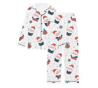 Pyjama Femme Noel Chaude - Pyjama Femme Ensemble Confortable Doux Nuit Saison Manches Longues Imprimé Élégant Moderne Design Textile Respirant