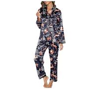 Pyjama Femme NoëL Hiver Doux,Pyjama Femme Doux Hiver Imprimé Ensemble Confortable Nuit DéTente VêTements Long ÉLéGant Confort Mince LéGer Respirant Textile AgréAble Moderne Design Pratique Coupe