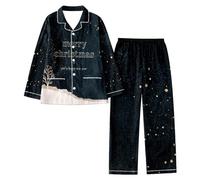 Pyjama Femme Noel Hiver - Ensemble Pyjama Femme Confortable à Manches Longues avec Imprimé Flocons de Neige pour Un Noël Magique et des Vacances Douillettes Chaleur du Foyer