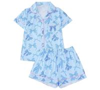 Pyjama Femme Saint Valentin - Pyjama Femme Court et Confortable Ensemble de Nuit Doux à Col Imprimé Élégant pour Un Sommeil Paisible