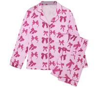 Pyjama Femme Satin,Pyjama Cardigan LéGer pour La Saint-Valentin Composé d'un Haut en Maille à Manches Longues Ouvert sur Le Devant Et d'un Pantalon Assorti VêTements De Nuit Eté Comfort Sliced