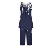 Pyjama Femme Satiné Été Grenouillere Femme Sexy Pyjama D Été pour Femmes Ensemble 2 Pièces Débardeur Plissé Et avec Poches Motif Doux Et Mignon Surpyjama Adulte Polaire D XL