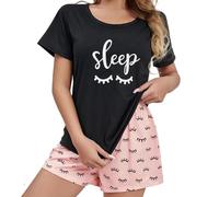 Pyjama Femme Sexy - Pyjama Femme Court en Soie Lait Douce Imprimé - Tenue d'Intérieur Confortable et Élégante pour Un Sommeil Paisible
