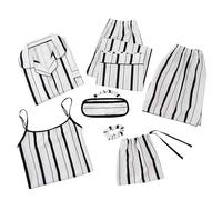 Pyjama Femme Sexy, Pyjama Femme Sept PièCes en Imitation Coton Rayé Soie VêTement Quatre Saisons ExtéRieur Maison Confortable Nuit