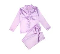Pyjama Femme Sexy Pyjama Manches Longues, Ensemble DéTente Satin à Revers Et Imitation Soie Doux Et Soyeux Et Confortable Les Bases du Quotidien Deux PièCes pour La Maison