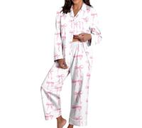 Pyjama femmes élégant léger long chemise avec boutons et pantalons ensemble de nuit douce confortable à manches longues Pajamas maison automne ouvert devant pyjama Léger Respirant Loungewear