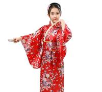 Pyjama Fille 10 Ans - Robe Traditionnelle Japonaise pour Filles Kimono pour Yukata Robe De Cosplay Anime (Red 7-8 Years)