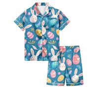 Pyjama Fille 3 Ans,Ensemble de Tenues de Maison peintes à l'œuf de Pâques pour Enfants avec Pyjamas colorés Que Les Filles Peuvent Jouer et Porter au Quotidien