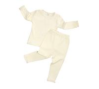 Pyjama Fille 6 Ans - Vêtements De Nuit Pyjamas Tout-Petits Garçons Pantalons en Tricot Bébé Hauts Tenues Ensemble Solide Filles Garçons Tenues Et Ensemble (Beige 3-4 Years)
