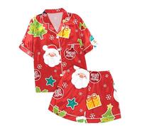 Pyjama Fille Enfants Short Manches Courtes avec Haut et Vêtement Enfant Taille 7-14 Ans Ensembles de Pyjamas imprimés Mignons Coton Mignonne Dinosaure Bébé Petite té