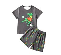 Pyjama Fille Enfants T-Shirt et Short Court Enfant vêtements d'été Manches Courtes Unisexe Confortable Doux Coton Mignonne Dinosaure Bébé Vêtement Petite té
