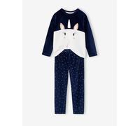 Pyjama fille velours licorne marine 3A