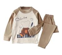 Pyjama Garcon 8 Ans - Pyjama À Manches Longues pour Frères Et Sœurs Doux Et Chaud De 6 À 8 Ans Vêtements De Nuit Quotidiens (Khaki 7-8 Years)