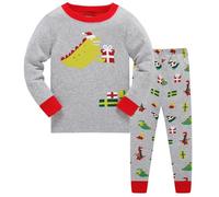Pyjama Garçon Bébé Dinosaure Deux Pièces Manches Longues Nuit Confortable Coton Doux Fête Hiver Saint Nicolas Spectacle Famille Cadeau Années Décoration Célébration