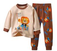 Pyjama Garcon Enfants Solides Manches Longues Tenues Doux Confortable Vêtements de Détente Unisexe et Tee Shirt Ensembles Peints La Main pour Colorier