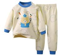 Pyjama Garcon Enfants Solides Manches Longues Tenues Doux Confortable Vêtements de Détente Unisexe et Tee Shirt Ensembles Peints La Main pour Colorier