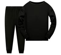Pyjama Garcon Enfants Solides Manches Longues Tenues Ensemble de Pyjamas Coton Biologique Doux T Shirt Tops et Pjs Shorts Ado Détente Jeunes