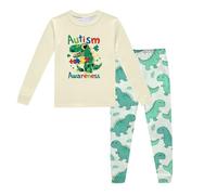 Pyjama Garcon Enfants Tenues Ensemble 2 pièces Garçons Coton Loungewear décontracté Tenue Unisexe Confortable et Doux Tee Shirt Manches Longues Ensembles Mignonne Dinosaure Tracteur Four Seasons