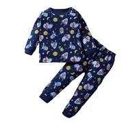 Pyjama Garcon Enfants Tenues Ensemble 2 pièces Garçons Coton Pyjamas Manches Longues Biologique Doux Haut Col Rond Pantalon Peints La Main Four Seasons