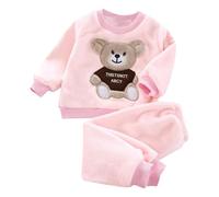 Pyjama Garçon Hiver Flanelle Douce Ensemble Vêtement Bébé Confortable Nuit Domicile Chaud Velours Corail Épais Saison Froid (90/M)