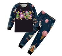 Pyjama Garcon Manches Longues Deux Pieces Ensemble T Shirt et Pantalon avec Motif Dessin Anime pour Enfant Confortable Quotidien Ecole ou Vacances
