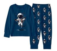 Pyjama Garçon Manches Longues Deux Pièces, Ensembles pour garçons Pyjamas d'hiver imprimés astronautes extraterrestres Manches Longues vêtements détente Enfants Confortables décontractés intérieur
