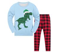 Pyjama Garçon Solides Manches Longues Tenues Ensemble de Pyjamas Coton Biologique Doux Tee Shirt Ensembles Dinosaure Requin Voitures Vêtements Maison