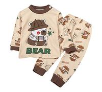 Pyjama Garçon Solides Manches Longues Tenues Ensemble de Pyjamas Coton Biologique Doux Tee Shirt Ensembles Dinosaure Requin Voitures Vêtements Maison