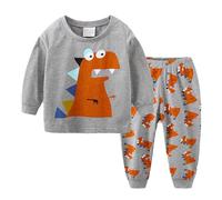 Pyjama Garçon Tenues Ensemble 2 pièces Garçons Coton Pyjamas pour Enfants Manches Longues en Doux T Shirt Tops et Pjs Shorts Mignonne Dinosaure Tracteur Vêtements De Maison