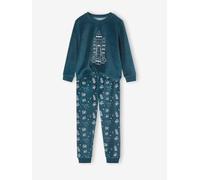 Pyjama garçon velours fusée phosphorescente bleu canard 2A