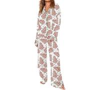 Pyjama gâteau de Noël, pyjama gâteau arbre de Noël pour femme, vêtements de nuit imprimé de Noël, pyjama boutonné avec gâteau d'arbre de Noël, pyjama imprimé de Noël pour les amies, Blanc, XXXL