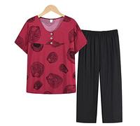Pyjama grande taille pour femme, printemps-été, pyjama pour femme, tenue décontractée, taille moyenne - - XXL