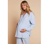 Pyjama grossesse 2 pièces en gaze de coton rayé bleu 46