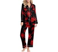 Pyjama Halloween Femme 2 Pièces Manches Longues Design Animé Tenue de Nuit pour Ambiance Festive et Rires entre Amis