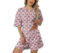 Pyjama Halloween Femme Short Pantalon Coton Vêtements De Nuit Ensemble Grande Taille Pijamas 54 56 Stitch - Vêtement 48/50 Salopette Chaud Satin Noel Bas Chat Enceinte Hiver Et Doux