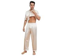 Pyjama Homme Bas De Pyjama Homme Short Personnalisé Grande Taille Chemise Nuit Coton Court Satin Vêtements Long Pyjashort Soie Hiver Pantalon Kimono Japonais Ete Ensemble Pijamas Ensembles,XXL