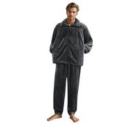 Pyjama Homme Chaud - Les Et en Peluche pour Peuvent Être en Hiver avec Un Ensemble de Poches Chaudes (Grey XXL)
