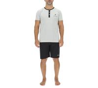 Pyjama Homme Court Coton, Vêtements de Nuit Homme, Ensemble T-Shirt et Short, Gris Taille XXL