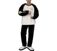 Pyjama Homme Ensemble De Pyjamas en Polaire Douce avec Pantalon Taille Élastique Et Pull à Capuche en Pilou Chaud, Idée Cadeau Ado ou Adulte n16