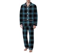 Pyjama Homme Flanelle Ensembles De Pyjama Hiver, Taille S-3Xl à Carreaux Boutonné Devant Manches Longues Chaud VêTements De Nuit Hauts Et Bas avec Poches Loisirs Maison