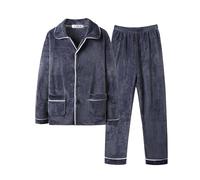 Pyjama Homme Hiver Chaud Ensemble Short Coton Col Rond Pyjamas Pour Hommes Pantalon Rigolo Winter Cotton Clothes Satin Survêtement Ensembles De Grande Taille Haut Peignoir Polaire Unie Velours Long