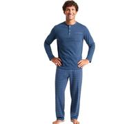 Pyjama homme long en coton d'hiver Interlock 100 % - Style et confort - Pyjama doux pour les nuits d'hiver - Poignets sans stress, Tif-974_bleu, XXXXXL